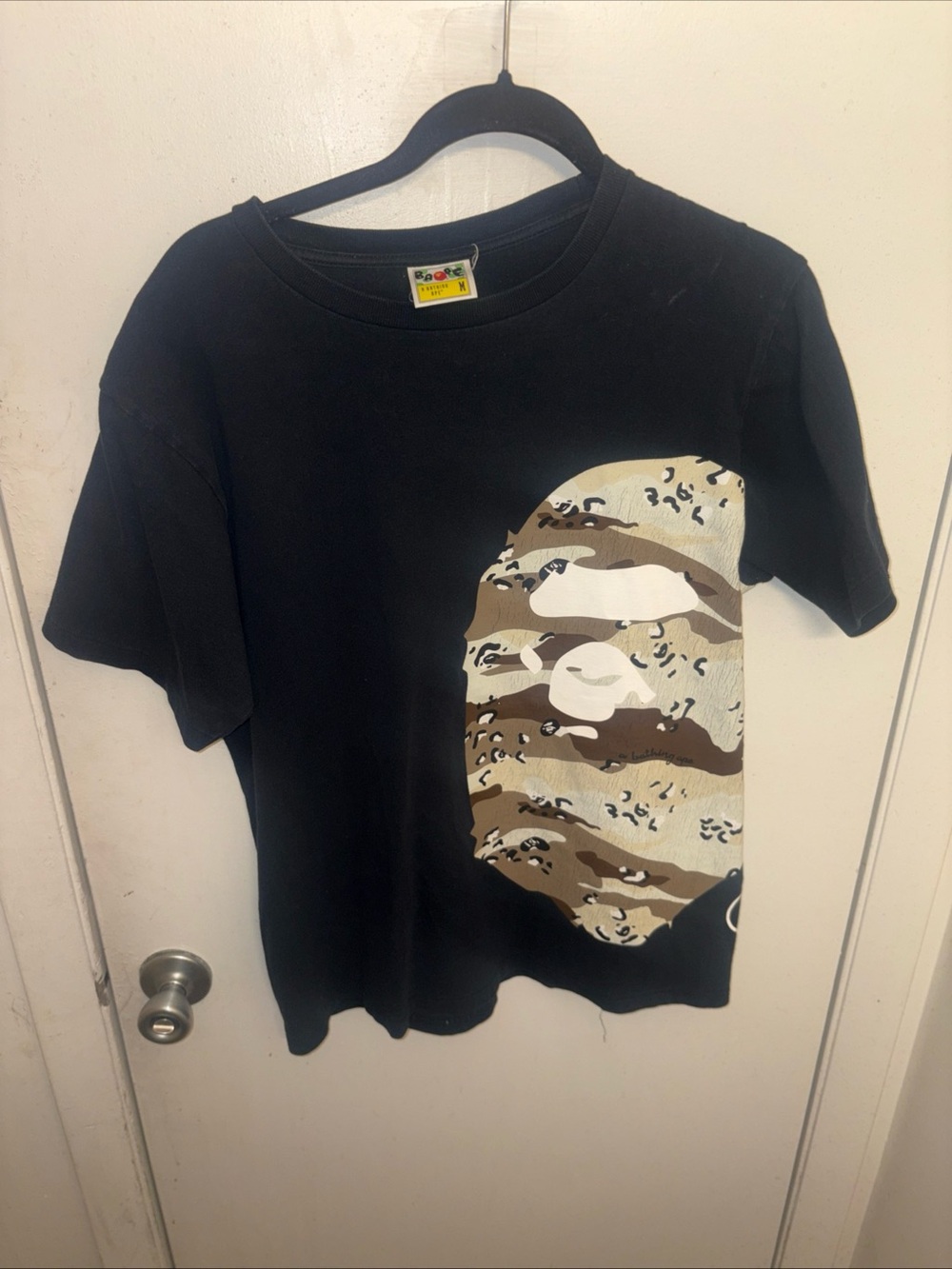Black Bape Tee with Camo Mask Print